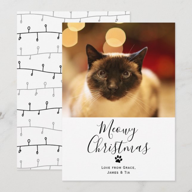 Cartões de Natal de Pet Cat de Natal (Frente/Verso)