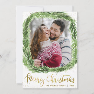 Cartões de Natal de Pinheiro Verde e Folha de Ouro