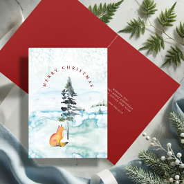 Cartões de Natal de Raposa em Aquarela Fofos