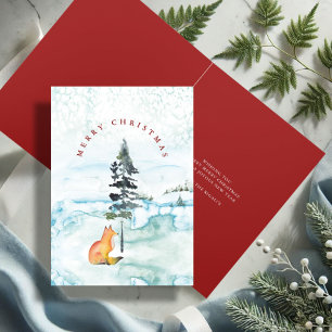 Cartões de Natal de Raposa em Aquarela Fofos