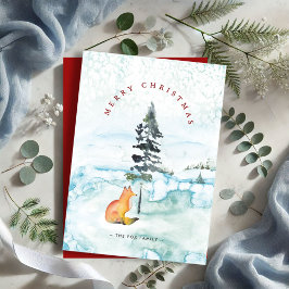 Cartões de Natal de Raposa em Aquarela Fofos