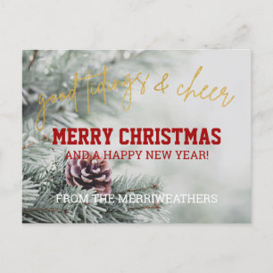 Cartões de natal de Script Dourado Clássico de Lei