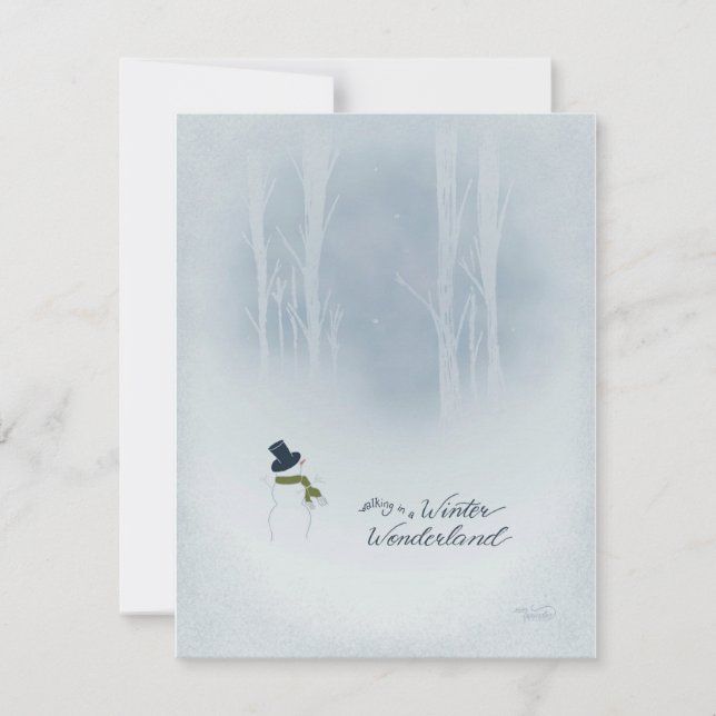 Cartões de natal De Snowman Caminham No SnowyWoods (Frente)
