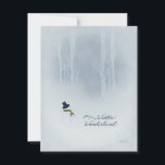 Cartões de natal De Snowman Caminham No SnowyWoods<br><div class="desc">Mande alguns sentimentos de feriado com um belo boneco de neve em bosques de neve,  e personalize a saudação nas costas. Menos desperdício com uma placa plana,  e pode ser enquadrado para arte de férias em casa.</div>