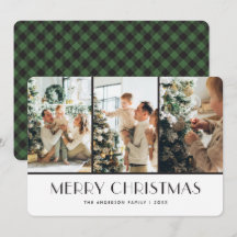 Cartões de Natal de Xadrez de Buffalo Verde Modern