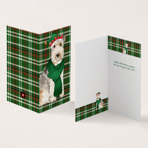 Cartões de natal de Xadrezes Verdes do Cão Lakelan