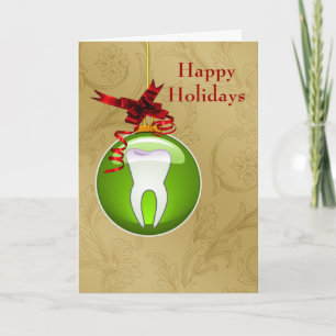 cartões de natal Dentista verde-ouro