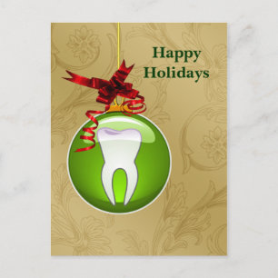 cartões de natal Dentista verde-ouro
