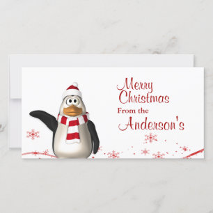 Cartões de natal do Cartoon Santa Claus Penguin