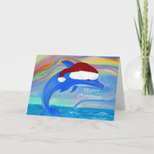 Cartões de Natal do golfinho de Santa