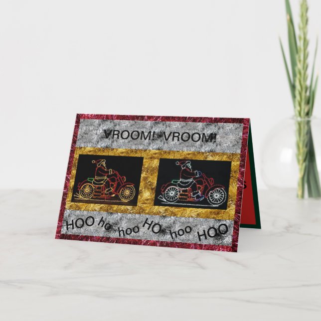 Cartões de Natal do Papai Noel de Motocicletas (Frente)