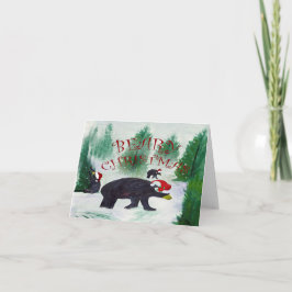 Cartões de Natal do urso preto Beary Christmas.