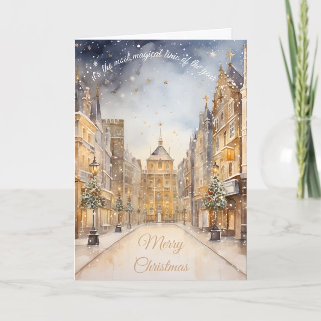 Cartões de Natal Dourados, a maior mágica do ano (Frente)