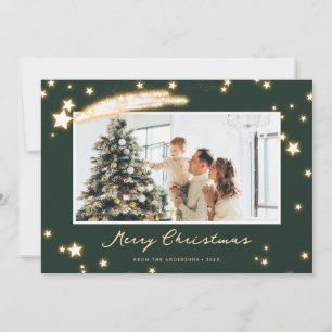 Cartões de Natal Elegante Green Sparkly Star