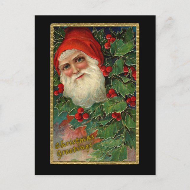 Cartões de Natal Elegante Vintage Santa Claus (Frente)