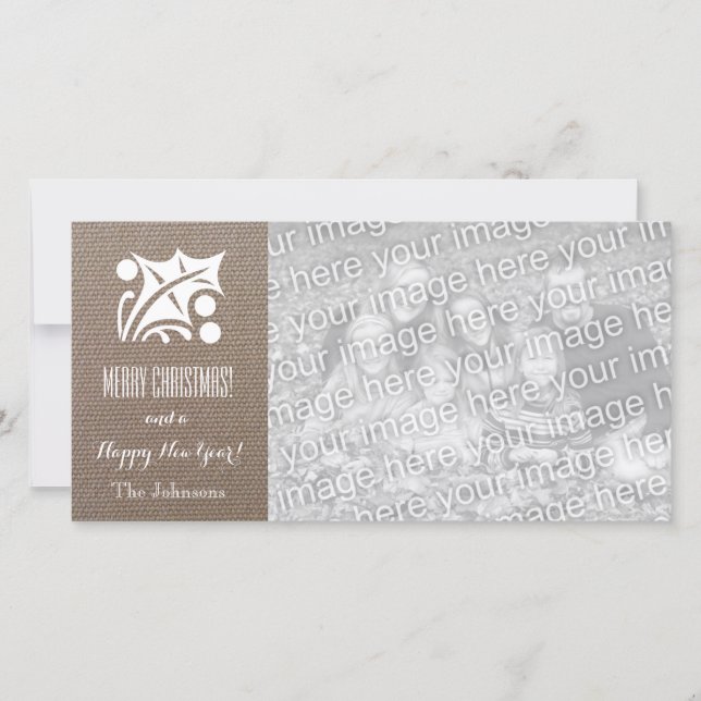 Cartões de Natal em burlap com fotos de Feriado pe (Frente)