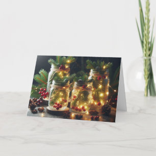 Cartões de Natal em estilo country com potes de co