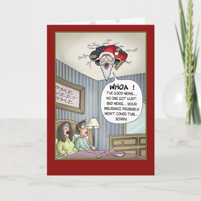 Cartões de Natal engraçados: Aterrissagem difícil (Frente)