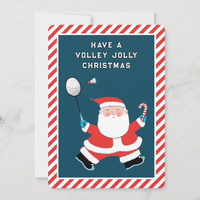Cartões de Natal Engraçados de Badminton (Frente)