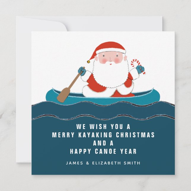 Cartões de Natal engraçados de caiaque e canoa (Frente)