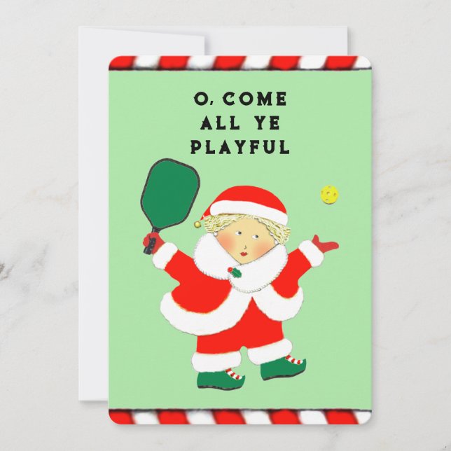 cartões de Natal engraçados de pickleball (Frente)