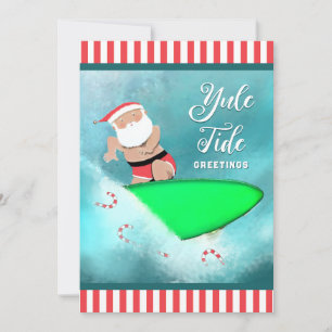 Cartões de Natal engraçados de surf na praia