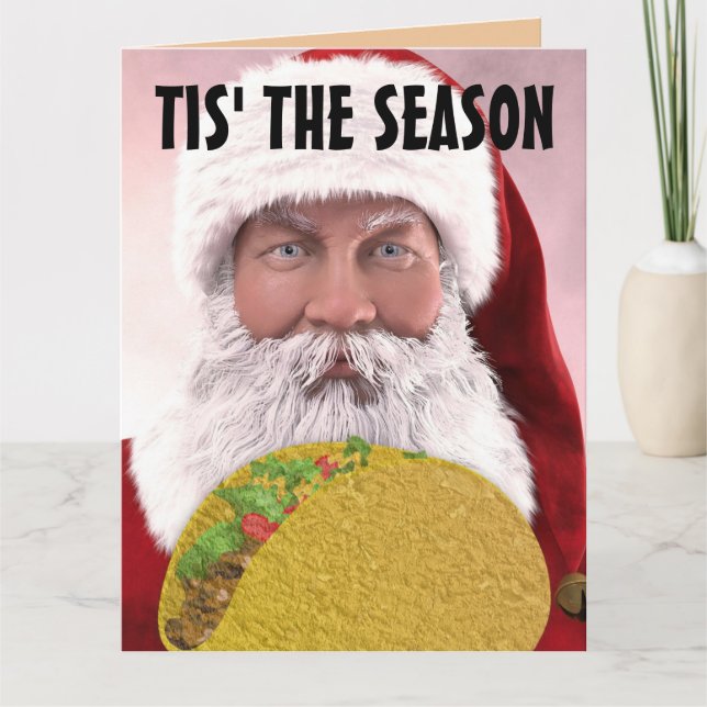 CARTÕES DE NATAL ENGRAÇADOS DO PAPAI NOEL TACO (Frente)