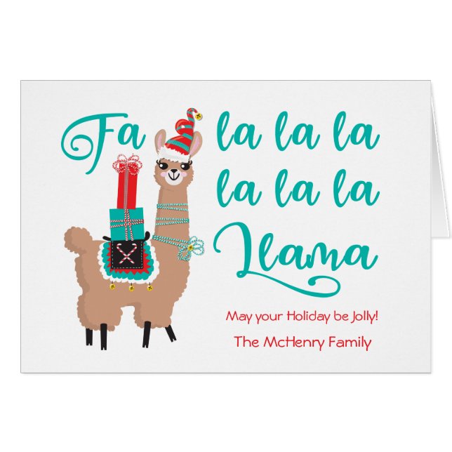 Cartões de natal Fa la Llama (Frente Horizontal)