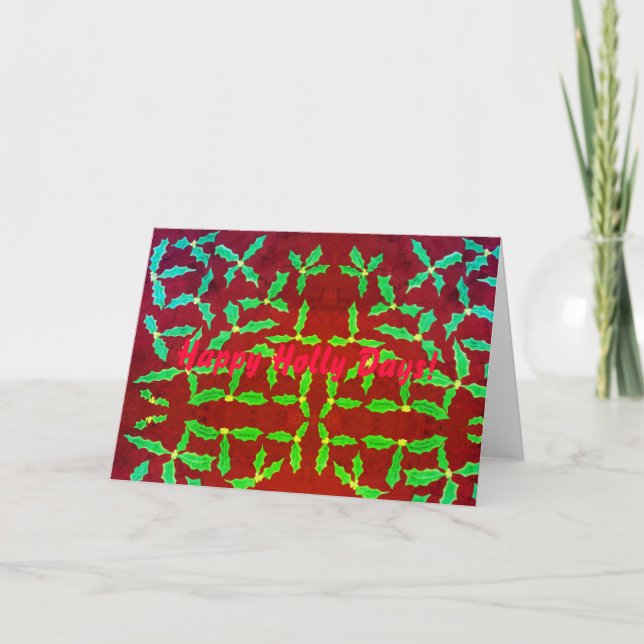 Cartões de Natal Feliz Holly Dias Feriados (Frente)