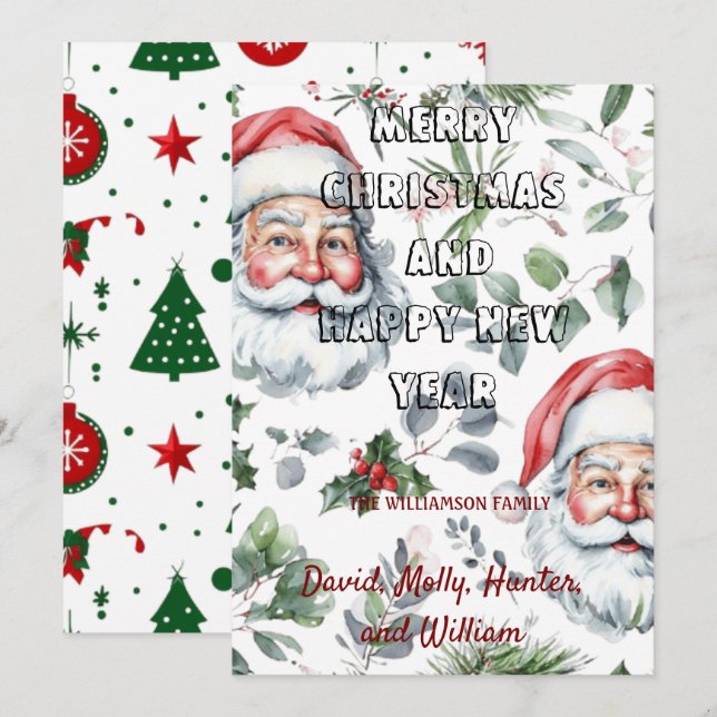 Cartões de Natal Feliz Natal cartão branco de feri (Frente/Verso)