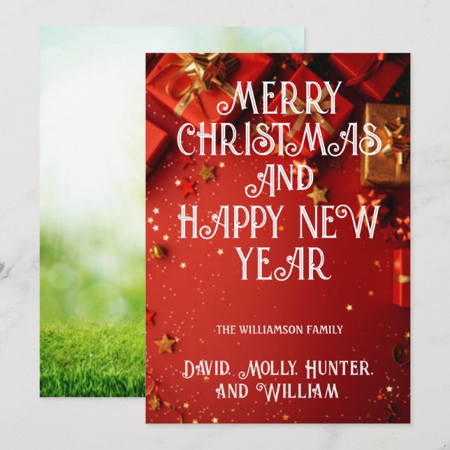 Cartões de Natal Feliz Natal Cartão de Férias Verm (Frente/Verso)