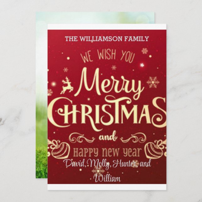 Cartões de Natal Feliz Natal Cartão de Férias Verm (Frente/Verso)