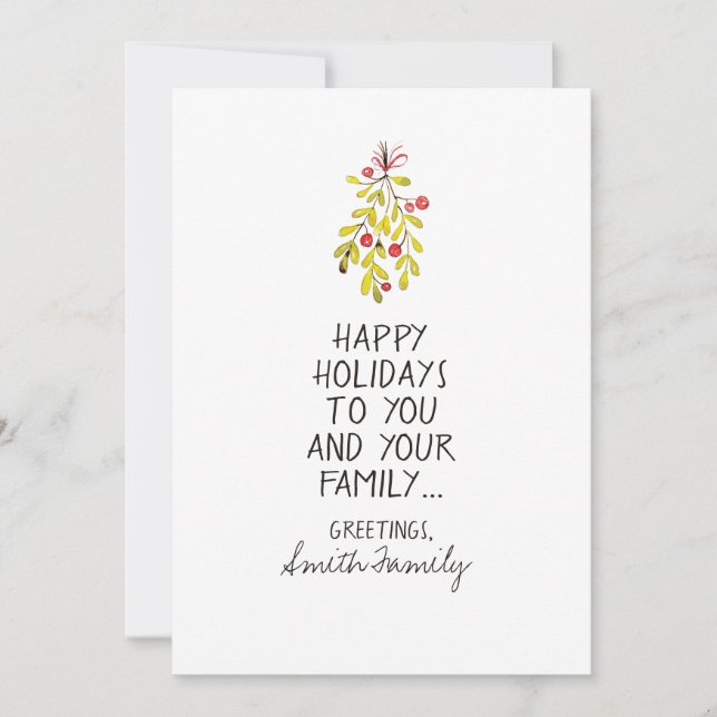 Cartões de natal Felizes da Watercolor Holly (Frente)