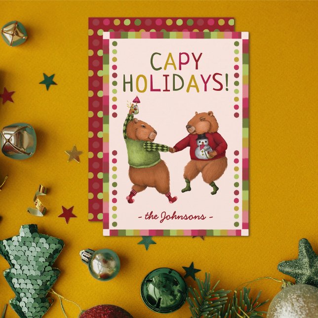 Cartões de Natal Feriados em Cute Capybara Pun Cap (Criador carregado)