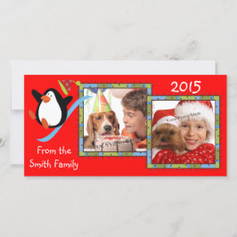 Cartões de natal fotográficos Whimsical Penguin 2