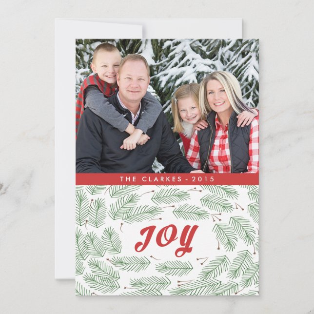 Cartões de Natal Joy Pine Bows | 2015 (Frente)