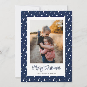 Cartões de Natal Merry - Stars Azul Personalizado