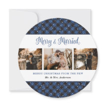 Cartões de Natal para a Elegante Xadrez Azul