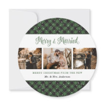 Cartões de Natal para a Xadrez Verde Elegante