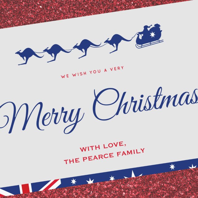 Cartões de Natal para austrália Kangaroo Sleigh (Australian-christmas-cards-aussie-1)