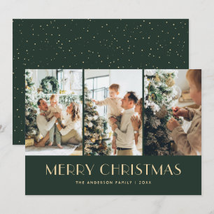 Cartões de Natal para Colagem de Fotos Verdes Mod