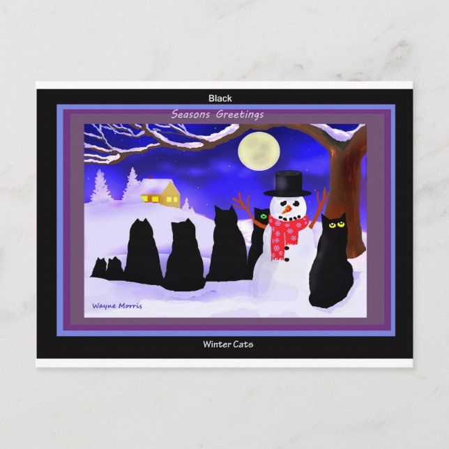Cartões de Natal para gatos pretos (Frente)