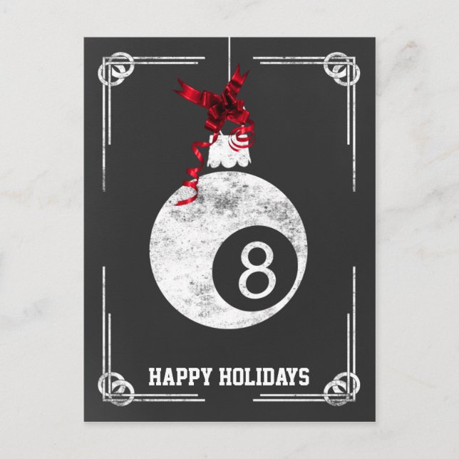 Cartões de Natal para jogadores de bilhar (Frente)