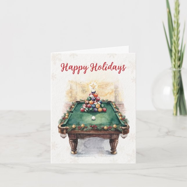 Cartões de Natal para jogadores de bilhar de Natal (Frente)