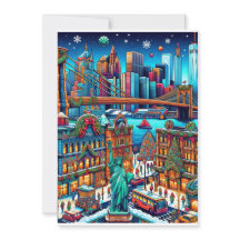 Cartões de Natal para luzes de Nova Iorque festiva