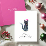 Cartões de Natal para Preto de Cores-d'água<br><div class="desc">Celebrar as festas com estes cartões de Natal bonitos com Samantha, um gato preto festivo ilustrado no encantador estilo aquoso. Vestindo um chapéu de Papai Noel e um bauble de feriado em seu colar, este gatinho traz a mistura perfeita de doce e diversão para as saudações de sua estação. A...</div>