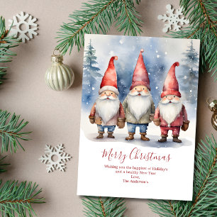 Cartões de Natal Personalizados com Gnomos Alegres