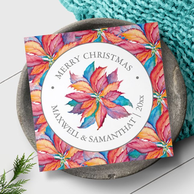 Cartões de Natal Personalizados Exclusivos, Rosa (Customizable holiday greeting cards feature unique watercolor art and design by Victoria Grigalunas)