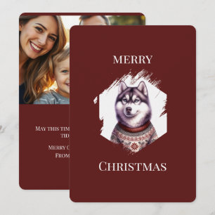 Cartões de Natal Personalizados, Férias com Husky