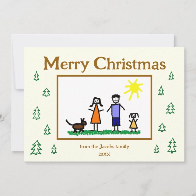 Cartões de natal Plana Personalizado das Árvores E (Frente)